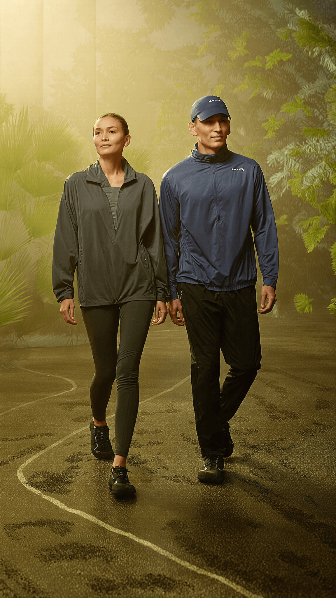 Couple walking outdoors lifestyle